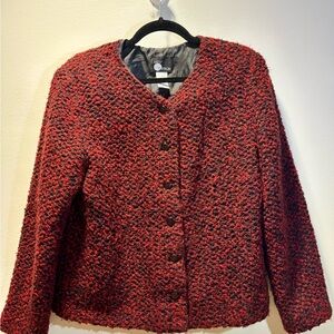 First Option Red and Black Textured Teddy Jacket